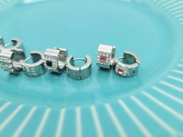 Creolen Ohrringe silberfarben Glitzer Edelstahl